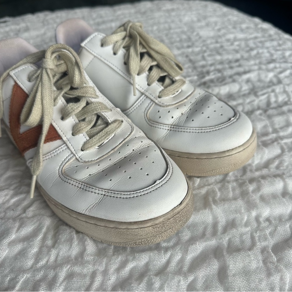 Victoria Spain Leather Sneakers White Brown Casual Trainer EU38 US 8 - Picture 4 of 11